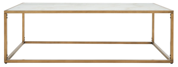 Safavieh BRYNNA Rectangle Marble Coffee Table in Bronze & White - Elegant Centerpiece for Modern Living Rooms SFV9515A