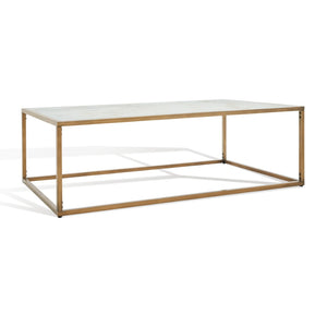 Safavieh BRYNNA Rectangle Marble Coffee Table in Bronze & White - Elegant Centerpiece for Modern Living Rooms SFV9515A