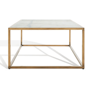 Safavieh BRYNNA Rectangle Marble Coffee Table in Bronze & White - Elegant Centerpiece for Modern Living Rooms SFV9515A
