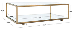 Safavieh FLORABELLA Mirrored Coffee Table in Bronze Finish - Elegant Centerpiece for Modern Living Spaces SFV9517A