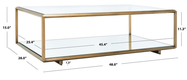 Safavieh FLORABELLA Mirrored Coffee Table in Bronze Finish - Elegant Centerpiece for Modern Living Spaces SFV9517A