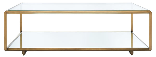 Safavieh FLORABELLA Mirrored Coffee Table in Bronze Finish - Elegant Centerpiece for Modern Living Spaces SFV9517A