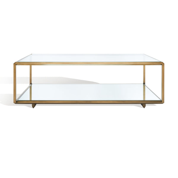 Safavieh FLORABELLA Mirrored Coffee Table in Bronze Finish - Elegant Centerpiece for Modern Living Spaces SFV9517A
