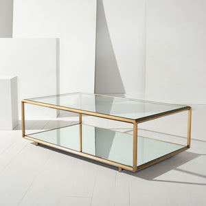 Safavieh FLORABELLA Mirrored Coffee Table in Bronze Finish - Elegant Centerpiece for Modern Living Spaces SFV9517A