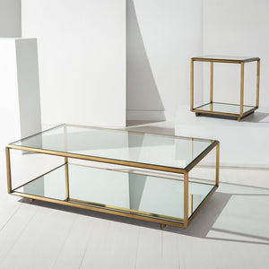Safavieh FLORABELLA Mirrored Coffee Table in Bronze Finish - Elegant Centerpiece for Modern Living Spaces SFV9517A