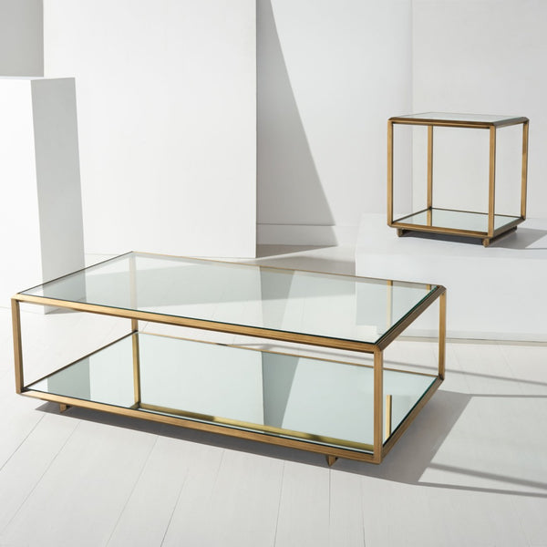 Safavieh FLORABELLA Mirrored Coffee Table in Bronze Finish - Elegant Centerpiece for Modern Living Spaces SFV9517A