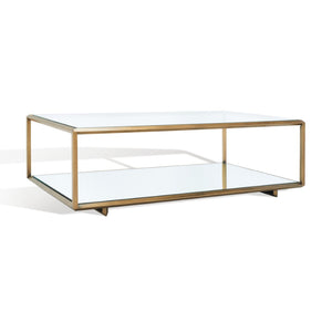 Safavieh FLORABELLA Mirrored Coffee Table in Bronze Finish - Elegant Centerpiece for Modern Living Spaces SFV9517A