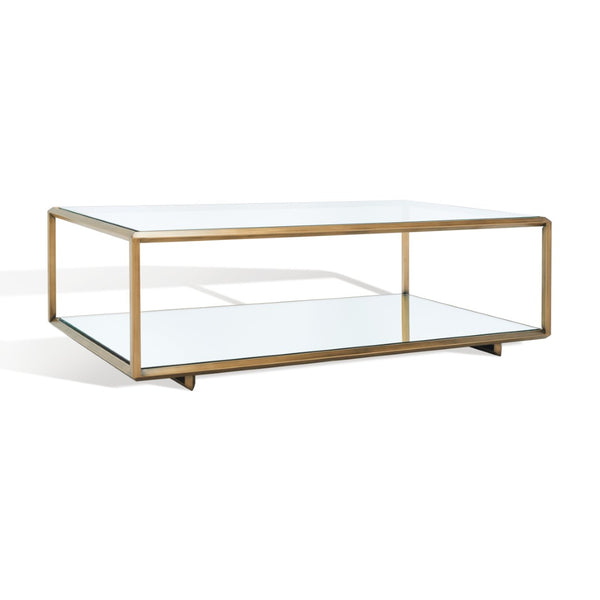 Safavieh FLORABELLA Mirrored Coffee Table in Bronze Finish - Elegant Centerpiece for Modern Living Spaces SFV9517A