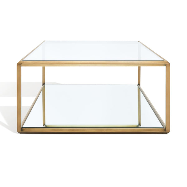 Safavieh FLORABELLA Mirrored Coffee Table in Bronze Finish - Elegant Centerpiece for Modern Living Spaces SFV9517A