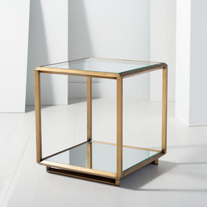 Safavieh FLORABELLA Mirrored Accent Table in Rich Bronze Finish – Chic, Compact Design for Any Space SFV9518A