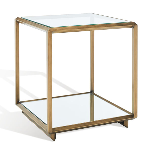 Safavieh FLORABELLA Mirrored Accent Table in Rich Bronze Finish – Chic, Compact Design for Any Space SFV9518A