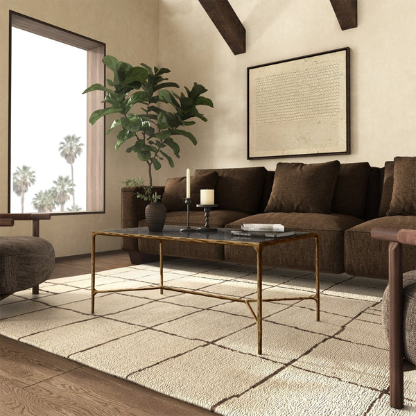 Safavieh JESSA Modern Coffee Table with Tempered Glass Top and Sleek Forged-Iron Frame for Elegant Living Spaces Brass SFV9520A