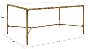Safavieh JESSA Modern Coffee Table with Tempered Glass Top and Sleek Forged-Iron Frame for Elegant Living Spaces Brass SFV9520A