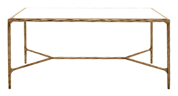 Safavieh JESSA Modern Coffee Table with Tempered Glass Top and Sleek Forged-Iron Frame for Elegant Living Spaces Brass SFV9520A
