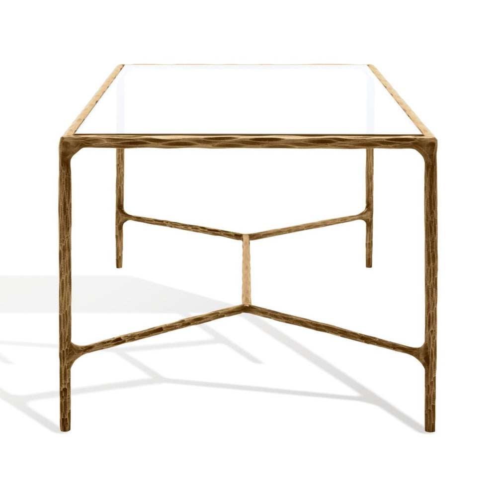 Safavieh JESSA Modern Coffee Table with Tempered Glass Top and Sleek Forged-Iron Frame for Elegant Living Spaces Brass SFV9520A