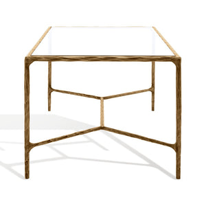 Safavieh JESSA Modern Coffee Table with Tempered Glass Top and Sleek Forged-Iron Frame for Elegant Living Spaces Brass SFV9520A