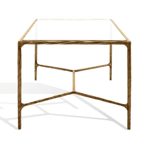 Safavieh JESSA Modern Coffee Table with Tempered Glass Top and Sleek Forged-Iron Frame for Elegant Living Spaces Brass SFV9520A