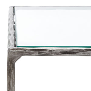 Safavieh JESSA Modern Coffee Table with Tempered Glass Top and Sleek Forged-Iron Frame for Elegant Living Spaces Silver SFV9520B