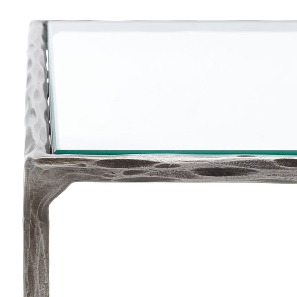 Safavieh JESSA Modern Coffee Table with Tempered Glass Top and Sleek Forged-Iron Frame for Elegant Living Spaces Silver SFV9520B