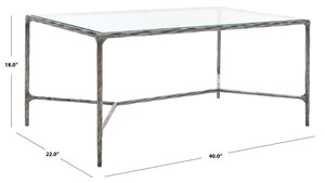 Safavieh JESSA Modern Coffee Table with Tempered Glass Top and Sleek Forged-Iron Frame for Elegant Living Spaces Silver SFV9520B