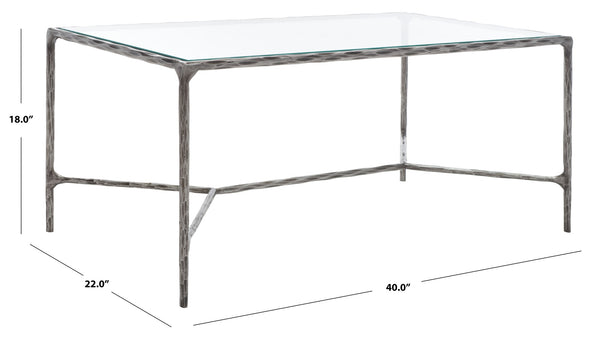 Safavieh JESSA Modern Coffee Table with Tempered Glass Top and Sleek Forged-Iron Frame for Elegant Living Spaces Silver SFV9520B