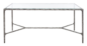 Safavieh JESSA Modern Coffee Table with Tempered Glass Top and Sleek Forged-Iron Frame for Elegant Living Spaces Silver SFV9520B