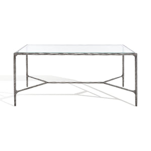 Safavieh JESSA Modern Coffee Table with Tempered Glass Top and Sleek Forged-Iron Frame for Elegant Living Spaces Silver SFV9520B