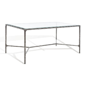 Safavieh JESSA Modern Coffee Table with Tempered Glass Top and Sleek Forged-Iron Frame for Elegant Living Spaces Silver SFV9520B