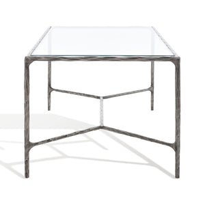 Safavieh JESSA Modern Coffee Table with Tempered Glass Top and Sleek Forged-Iron Frame for Elegant Living Spaces Silver SFV9520B