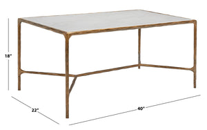 Safavieh JESSA Contemporary Marble Coffee Table with Sleek Iron Frame for Modern Living Room Elegance White / Brass SFV9520C