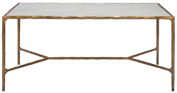 Safavieh JESSA Contemporary Marble Coffee Table with Sleek Iron Frame for Modern Living Room Elegance White / Brass SFV9520C