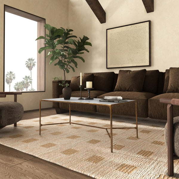Safavieh JESSA Contemporary Marble Coffee Table with Sleek Iron Frame for Modern Living Room Elegance White / Brass SFV9520C