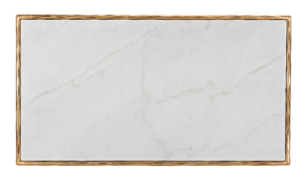 Safavieh JESSA Contemporary Marble Coffee Table with Sleek Iron Frame for Modern Living Room Elegance White / Brass SFV9520C