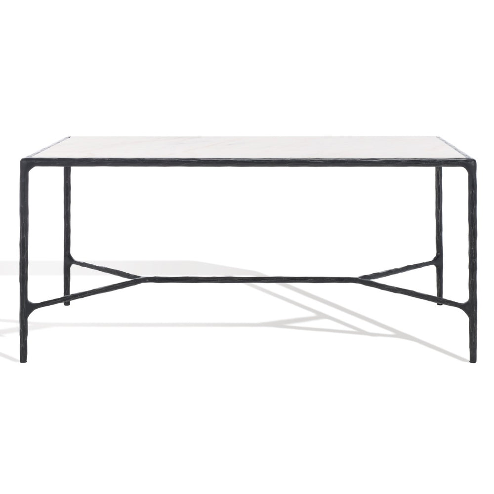 Safavieh JESSA Contemporary Marble Coffee Table with Sleek Iron Frame for Modern Living Room Elegance Black / White SFV9520D