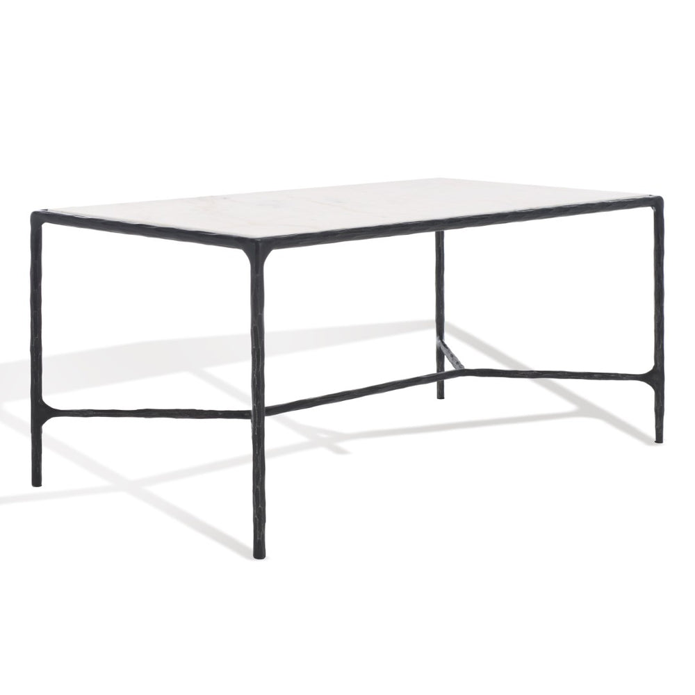Safavieh JESSA Contemporary Marble Coffee Table with Sleek Iron Frame for Modern Living Room Elegance Black / White SFV9520D