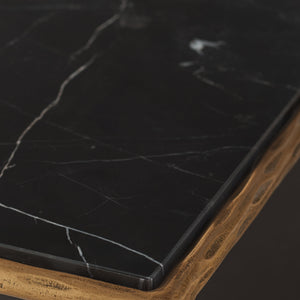 Safavieh Jessa Coffee Table: Elegant Black Marble Top With Sleek Brass & Forged Iron Frame For Luxurious Living Brass ,Black Metal ,Black Marble ,Wood Sfv9520f