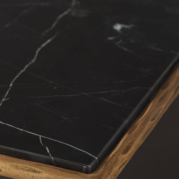 Safavieh Jessa Coffee Table: Elegant Black Marble Top With Sleek Brass & Forged Iron Frame For Luxurious Living Brass ,Black Metal ,Black Marble ,Wood Sfv9520f