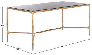 Safavieh Jessa Coffee Table: Elegant Black Marble Top With Sleek Brass & Forged Iron Frame For Luxurious Living Brass ,Black Metal ,Black Marble ,Wood Sfv9520f