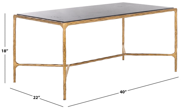 Safavieh Jessa Coffee Table: Elegant Black Marble Top With Sleek Brass & Forged Iron Frame For Luxurious Living Brass ,Black Metal ,Black Marble ,Wood Sfv9520f