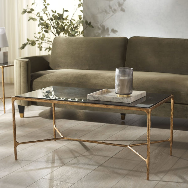 Safavieh JESSA Coffee Table - Modern Brass & Black Marble Design, Minimalist Elegance for Stylish Living Spaces SFV9520F
