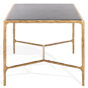 Safavieh Jessa Coffee Table: Elegant Black Marble Top With Sleek Brass & Forged Iron Frame For Luxurious Living Brass ,Black Metal ,Black Marble ,Wood Sfv9520f