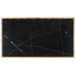 Safavieh Jessa Coffee Table: Elegant Black Marble Top With Sleek Brass & Forged Iron Frame For Luxurious Living Brass ,Black Metal ,Black Marble ,Wood Sfv9520f