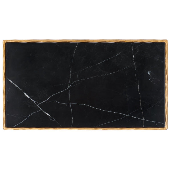 Safavieh Jessa Coffee Table: Elegant Black Marble Top With Sleek Brass & Forged Iron Frame For Luxurious Living Brass ,Black Metal ,Black Marble ,Wood Sfv9520f