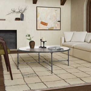 Safavieh JESSA Oval Metal Coffee Table - Elegant Tempered Glass Top with Sleek Forged Iron Frame Design Silver SFV9521B