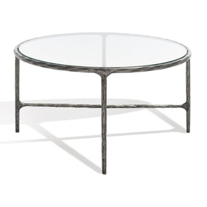 Safavieh JESSA Oval Metal Coffee Table - Elegant Tempered Glass Top with Sleek Forged Iron Frame Design Silver SFV9521B