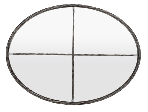 Safavieh JESSA Oval Metal Coffee Table - Elegant Tempered Glass Top with Sleek Forged Iron Frame Design Silver SFV9521B