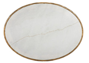Safavieh JESSA Oval Coffee Table - Elegant Marble Top with Forged Iron Frame for Minimalist Living Spaces White / Brass SFV9521C