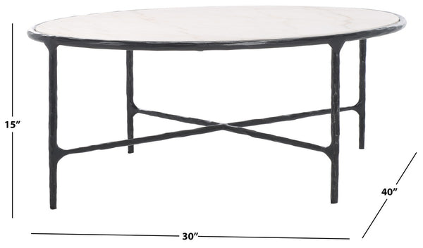 Safavieh Jessa Oval Metal Coffee Table Black / White SFV9521D