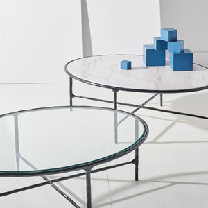 Safavieh Jessa Oval Metal Coffee Table Black / White SFV9521D