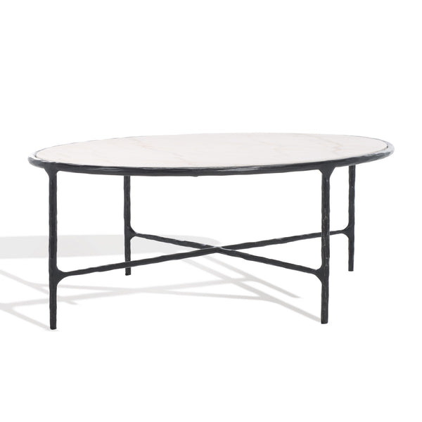 Safavieh Jessa Oval Metal Coffee Table Black / White SFV9521D
